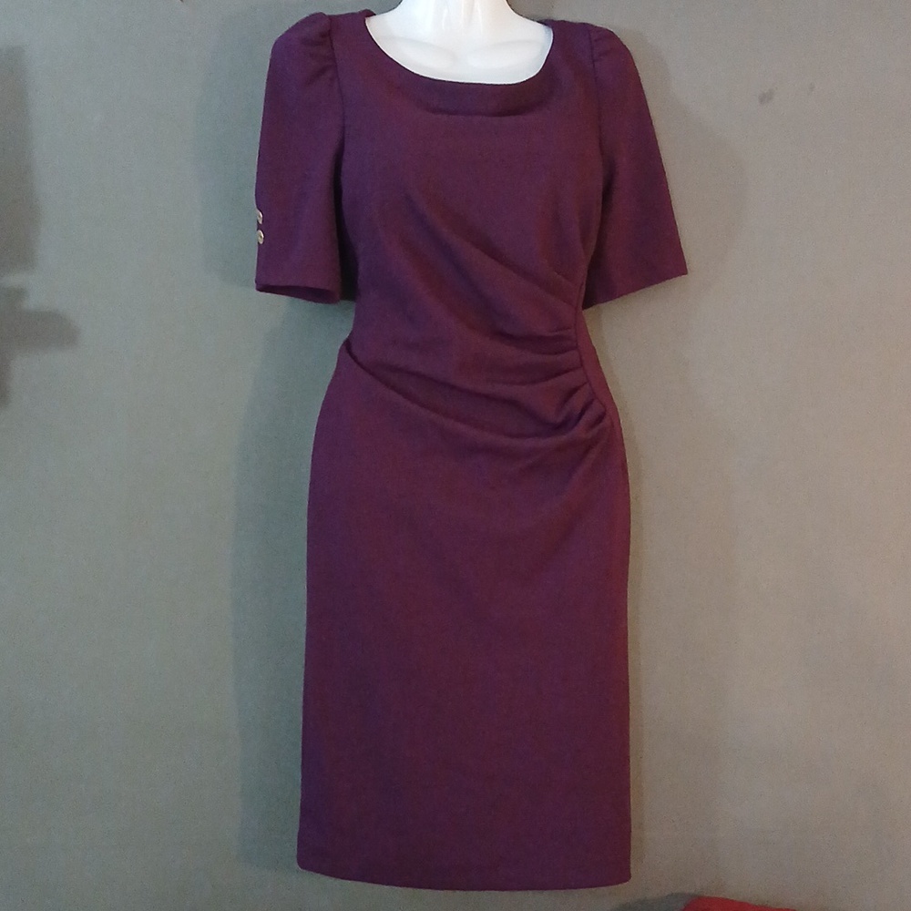 DKNY Womens Open Sleeve Ruched Sheath DressDress Size:10